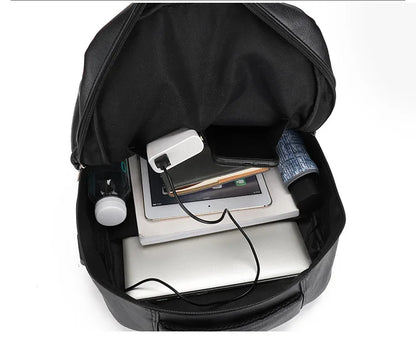 Leren Rugzak Heren met USB-oplaadpoort – Laptop & Schooltas
